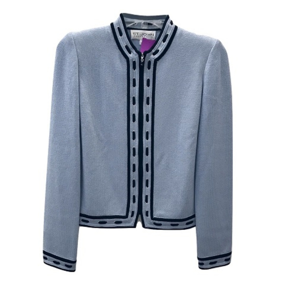 St. John Sweaters - St. John Blue Zip Cardigan St. John Sweaters - St. John Blue Zip Cardigan